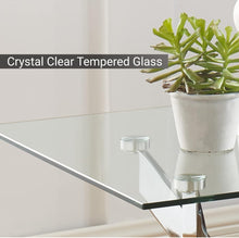 Load image into Gallery viewer, (Household) Modern Style Square Side Table with Tempered Glass Top and Metal Tubular Legs/Silver/20”Dx20”Wx22”H