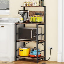 Load image into Gallery viewer, (Household) Anycoo Bakers Rack with 3 Power Outlets/4-Tier Kitchen Microwave Stand with Storage/Coffee Bar Table/Freestanding