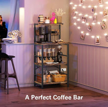 Load image into Gallery viewer, (Household) Anycoo Bakers Rack with 3 Power Outlets/4-Tier Kitchen Microwave Stand with Storage/Coffee Bar Table/Freestanding