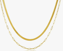 Load image into Gallery viewer, (Jewelry) Gxlilp Layered Choker Necklaces for Women/14K Gold Plated Layering Necklaces/Snake Chain Charm Necklaces/Snake Chains Paperclip Layered Chains/Necklaces for Girls-Women
