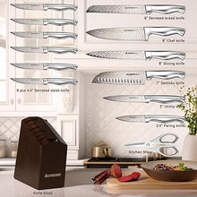 Load image into Gallery viewer, (Household) Astercook 15 Pcs Knife Set with Block/Dishwasher Safe/Built-in Sharpener/German Stainless Steel
