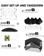 Load image into Gallery viewer, (Lawn &amp; Garden) AIGOCANO Pop up Canopy Tent with 4 Sidewalls/10x10 Deluxe Dome Gazebo/Roller Bag/4 Sandbags/4 Ropes/8 Stakes(Black)
