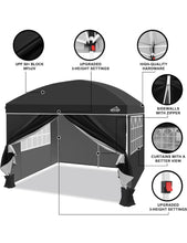 Load image into Gallery viewer, (Lawn &amp; Garden) AIGOCANO Pop up Canopy Tent with 4 Sidewalls/10x10 Deluxe Dome Gazebo/Roller Bag/4 Sandbags/4 Ropes/8 Stakes(Black)
