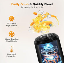 Load image into Gallery viewer, SOLD (Household) MoKo Countertop Blender for Smoothies/Ice/Portable Blender/Personal Size with 22oz BPA Free Travel Cup and Lid/6 Stainless Steel Blades for Powerful/Blending, Black
