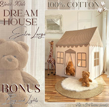 Load image into Gallery viewer, SOLD (Toys) LiCosmo Extra Large Cotton Kids Play Tent(50x43x63) with Carry Bag/33ft Battery Lights/3 Windows/Outside Pocket/Tent for Kids | Baby Tent/CPSC Certified
