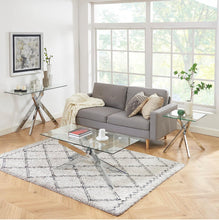 Load image into Gallery viewer, (Household) Modern Style Square Side Table with Tempered Glass Top and Metal Tubular Legs/Silver/20”Dx20”Wx22”H
