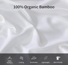 Load image into Gallery viewer, SOLD (Bedding) Levoo 100% Bamboo Duvet Cover/Queen Size Cooling Duvet Cover for Hot Sleepers/400 Thread Count/Soft Silky/3Pcs Comforter Cover Set with 1 Duvet Cover and 2 Pillowcases/No Insert (Queen, White)
