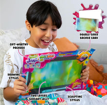 Load image into Gallery viewer, SOLD (Toys) DoodleJamz JellyBIGs/Supersized Sensory Gel Drawing Pad/Filled with Double The Squishy Gel/No-Mess/Non-Toxic/Travel-Ready/Unleash Larger-Than-Life Artistic Creations! (Yellow on Blue Gel)
