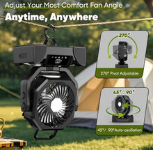 Load image into Gallery viewer, (Lawn &amp; Garden) AUZONIMICS 3-In-1 Camping Fan/5 Speed/20000mAh/Cordless Rechargeable Portable/USB C/Battery Powered/LED Light, Display Screen
