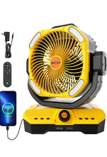 Load image into Gallery viewer, WESTTREE Battery Operated Large Airflow Fan/45000mAh/Rechargeable Cordless/360°Auto Oscillation &amp; Timer/Quiet/Battery Powered/Portable with RGBW Lights
