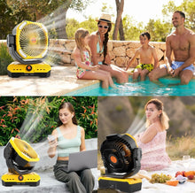 Load image into Gallery viewer, WESTTREE Battery Operated Large Airflow Fan/45000mAh/Rechargeable Cordless/360°Auto Oscillation &amp; Timer/Quiet/Battery Powered/Portable with RGBW Lights
