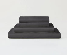 Load image into Gallery viewer, SOLD (Bedding) Sijo Premium 100% Austrian Eucalyptus Lyocell Tencel Sheet Set/Architectural Digest 2022 Best Cooling Sheets/4pc - 2 Pillowcases 1 Fitted 1 Flat (Storm, Cal King)
