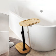 Load image into Gallery viewer, (Bathroom) Yumkfoi Bamboo Bathtub Tray Table with Adjustable Height/Freestanding Bath Caddy/Bathtub Side Table/Bath Home Spa/Height Adjustable/Waterproof/Versatile Usage
