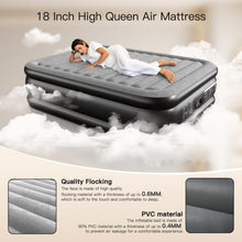 Load image into Gallery viewer, (Bedding) Queen Air Mattress with Built in Pump/18 Inch High/3 Minutes Inflate/Deflate/Indoor and Outdoor
