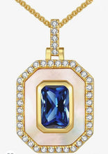 Load image into Gallery viewer, (Jewelry) Square Birthstone Pendant Necklace/Women/Sterling Silver Mother-Of-Pearl Necklace
