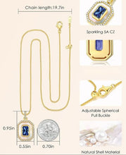 Load image into Gallery viewer, (Jewelry) Square Birthstone Pendant Necklace/Women/Sterling Silver Mother-Of-Pearl Necklace
