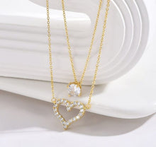 Load image into Gallery viewer, (Jewelry) BUREI Layered Gold Heart Necklace/14K Gold Plated Heart Pendant Necklace/Women
