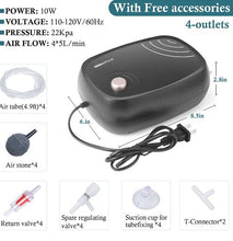 Load image into Gallery viewer, (Pet Supplies) HITOP 10W Powerful Aquarium Air Pump/Air Pump for Fish Tank/Quiet Aquarium Aerator with Complete Accessories/For Tank, Hydroponic &amp; Pond Oxygenation
