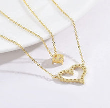 Load image into Gallery viewer, (Jewelry) BUREI Layered Gold Heart Necklace/14K Gold Plated Heart Pendant Necklace/Women
