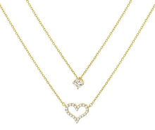 Load image into Gallery viewer, (Jewelry) BUREI Layered Gold Heart Necklace/14K Gold Plated Heart Pendant Necklace/Women
