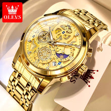 Load image into Gallery viewer, SOLD (Jewelry) OLEVS Top Brand Fashionable Men's Watch/Waterproof/Quartz Watch for Men/Gold Skeleton Style

